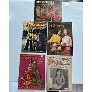 Vintage 1960s Knitting Crochet Pattern Booklet Lot Retro‎ Grannycore